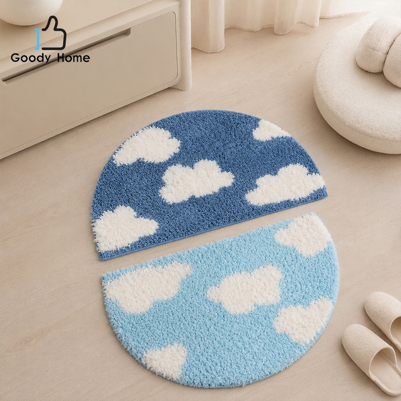 Goody home พรมเช็ดเท้าครึ่งวงกลม พรมปูหน้าห้องน้ำ ซับน้ำได้ดี  ลายน่ารัก