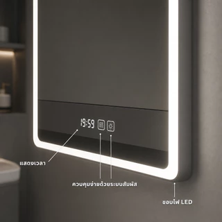 BM กระจกห้องน้ำอัจฉริยะ ติดผนัง LED กันฝ้า จอสัมผัส แสดงเวลา คุณภาพดี เหมาะแต่งห้องน้ำ โรงแรม กระจก