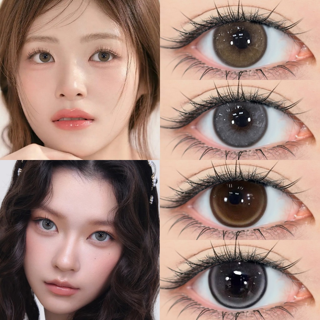 【ซื้อครบ2คู่แถม ยาหยอดตา+ดินสอเขียนคิ้ว】Midroo【FDA approved✅】Fog Brown/Grey-14.0mm เลนส์แฟชั่นเหมาะกับหน้าสด รายเดือน