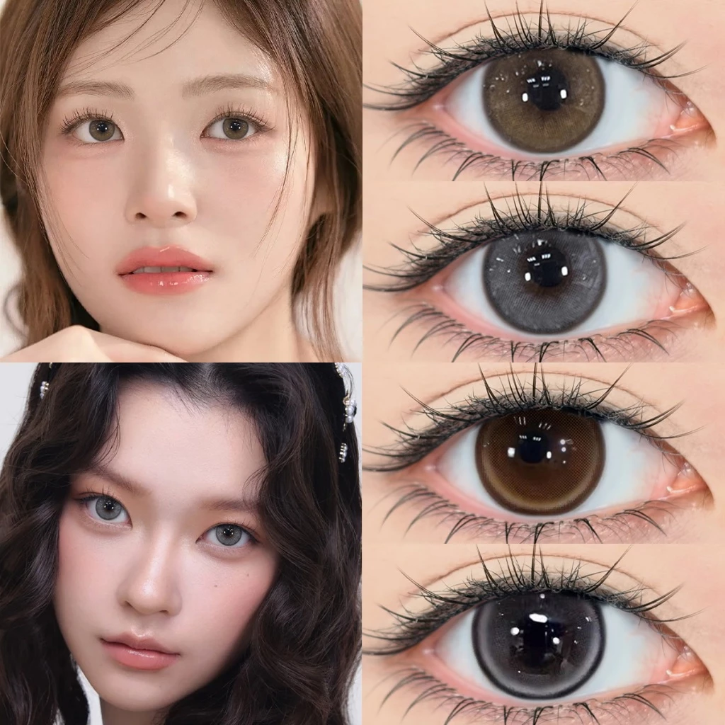 【ซื้อครบ2คู่แถม ยาหยอดตา+ดินสอเขียนคิ้ว】Midroo【FDA approved✅】Fog Brown/Grey-14.0mm เลนส์แฟชั่นเหมาะกับหน้าสด รายเดือน