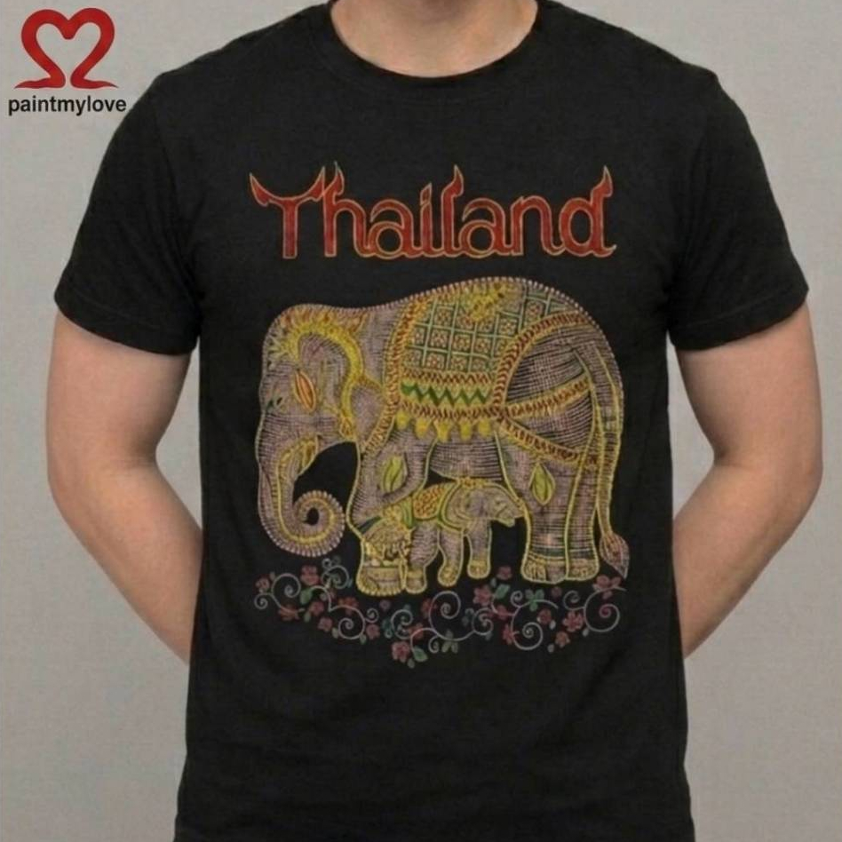 Paintmylove เสื้อยืดผู้ใหญ่ เสื้อThailand งานสกรีนcotton100% ลายช้างใส่ได้ทั้งชายและหญิง