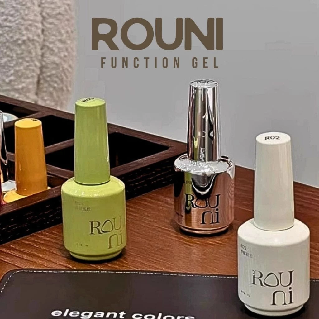 (ROUNI)Function Gel(non toxic) เบสติดทน30วัน+ / ท็อปกันรอยนิ้ว รอยขีดขวน เงาน๊านนาน💥ตัวฮิตช่างเวียดนาม💥
