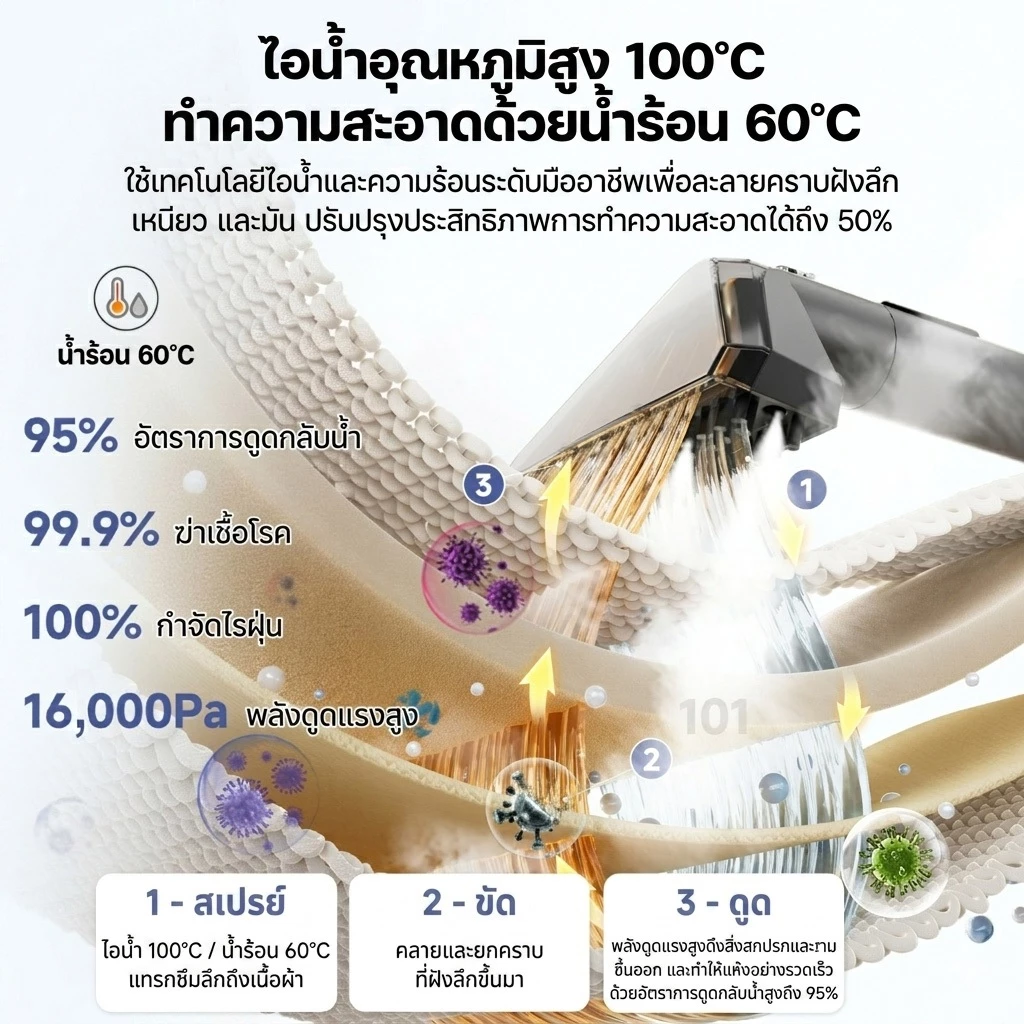 เครื่องซักพรมและโซฟา ระบบอุณหภูมิสูง thumbnail 5