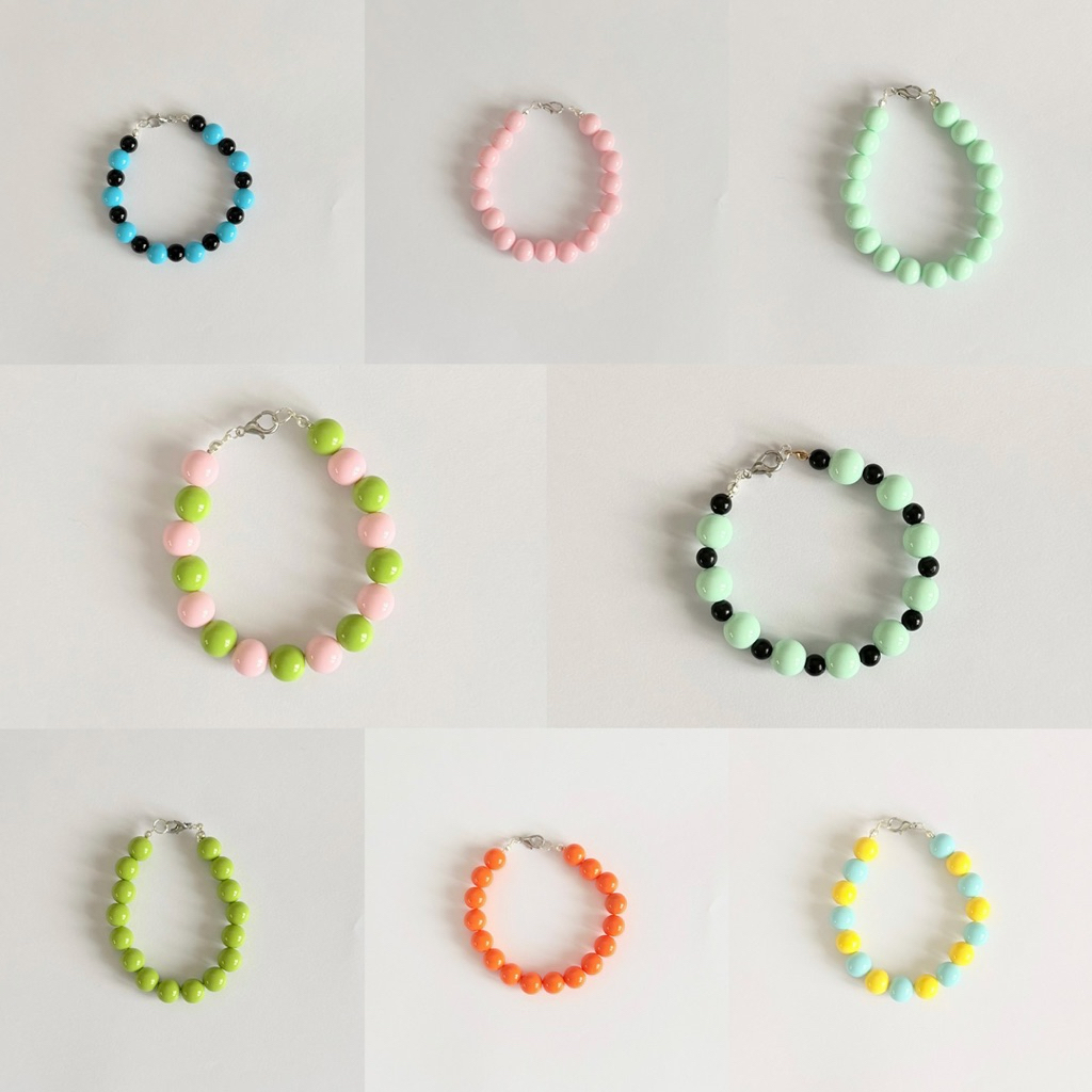 กำไลลูกปัดกลม 10 มม กำไลสีมิ้นท์ กำไลข้อมือ มีหลายสีให้เลือก