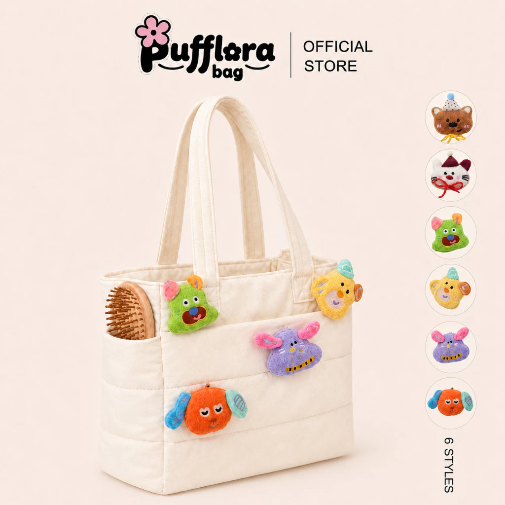 Pufflora เข็มกลัด เข็มกลัดติดกระเป๋า เข็มกลัดตัวการ์ตูน 2in1 สีสันน่ารัก หลากสี วัสดุนุ่ม น่ารักมาก