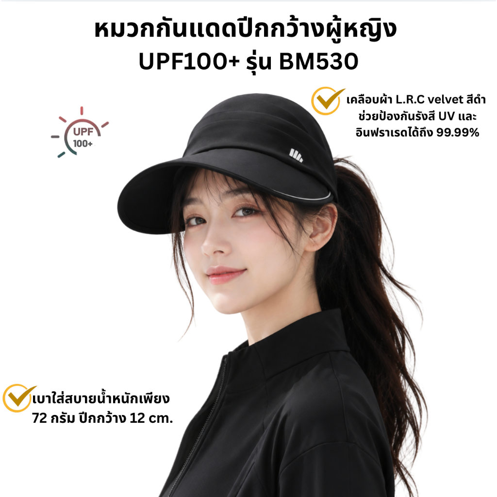 Beneunder หมวกกันแดด กันUV 99%+ UPF100+ สำหรับผู้หญิง รุ่นBM530 หมวกกันแดด