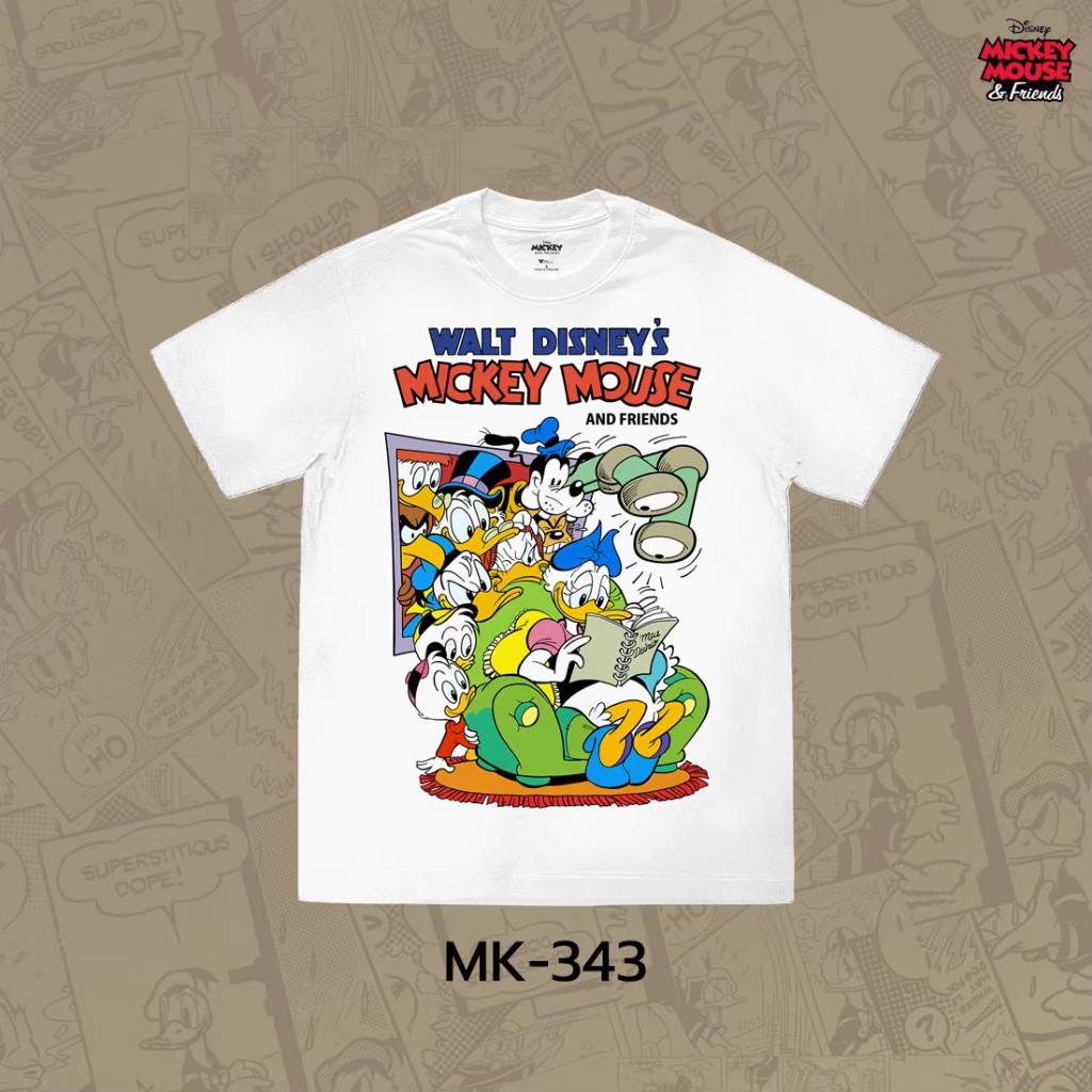 เสื้อยืดสตรีทแฟชั่น Disney's - Mickey Mouse ลิขสิทธิ์ดิสนีย์แท้100% คอกลม แขนสั้น Unisex (MK-343)