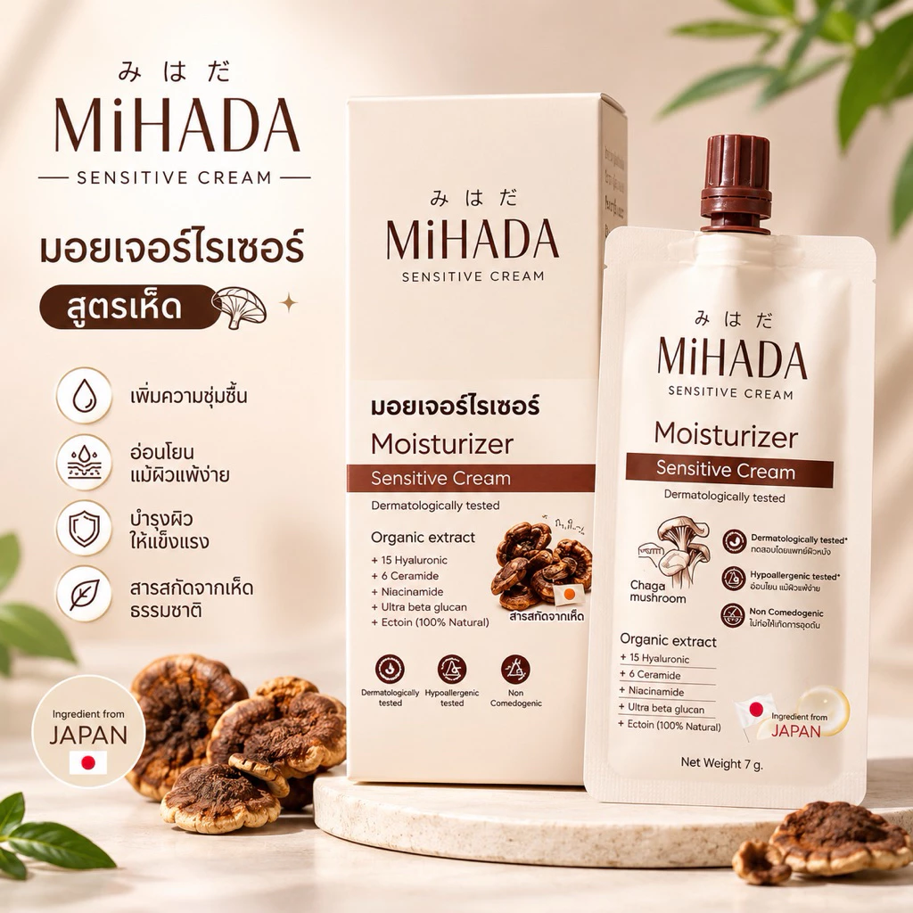 มิฮาดะ MIHADA มอยเจอร์ไรเซอร์เห็ด เซนซีทีฟ ครีม ขนาด 7 กรัม