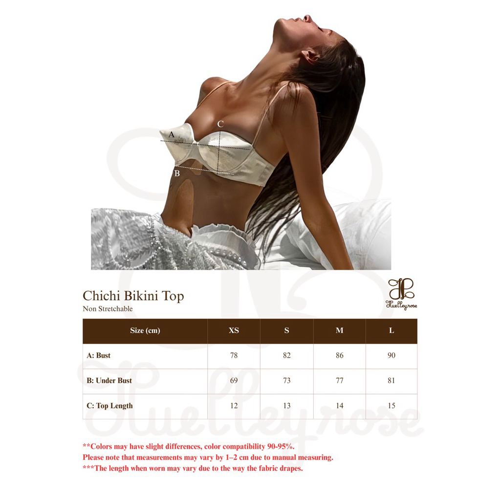 Chichi Bikini Top เสื้อเกาะอกสายเดี่ยวสไตล์ลูกคุณ ผ้าซาติน แต่งคัพอก เสื้อแฟชั่นผู้หญิง สีครีม XS-L