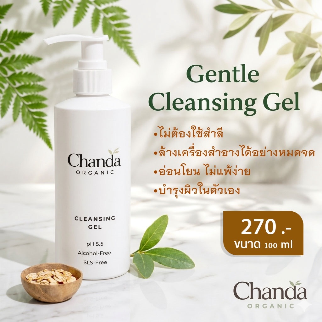 Chanda Gentle Cleansing Gel เจลทำความสะอาดผิวหน้า ขนาด 100 ml จำนวน 1 ขวด (Pack 1)