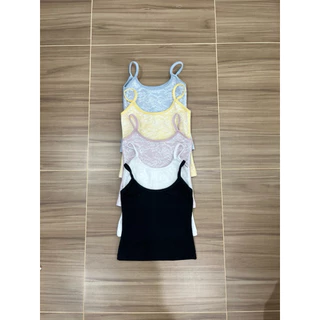 พร้อมส่งทุกสี💐(S/L)HASU71 Basic Lace Top เสื้อสายเดี่ยวเบสิคผ้าลูกไม้ ทรงเข้ารูปสวย (happysummer.bkk)