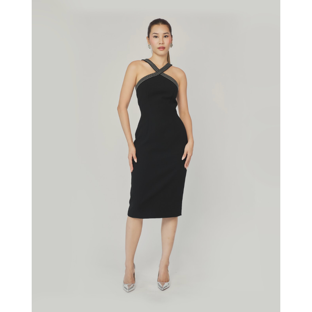 ORCHIDA - X Halter Neck Midi Dress