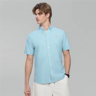 GIORDANO เสื้อเชิ้ตผู้ชายแขนสั้น Men's Oxford Slim Short Sleeve Shirt 01046283
