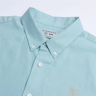 GIORDANO เสื้อเชิ้ตผู้ชายแขนสั้น Men's Oxford Slim Short Sleeve Shirt 01046283