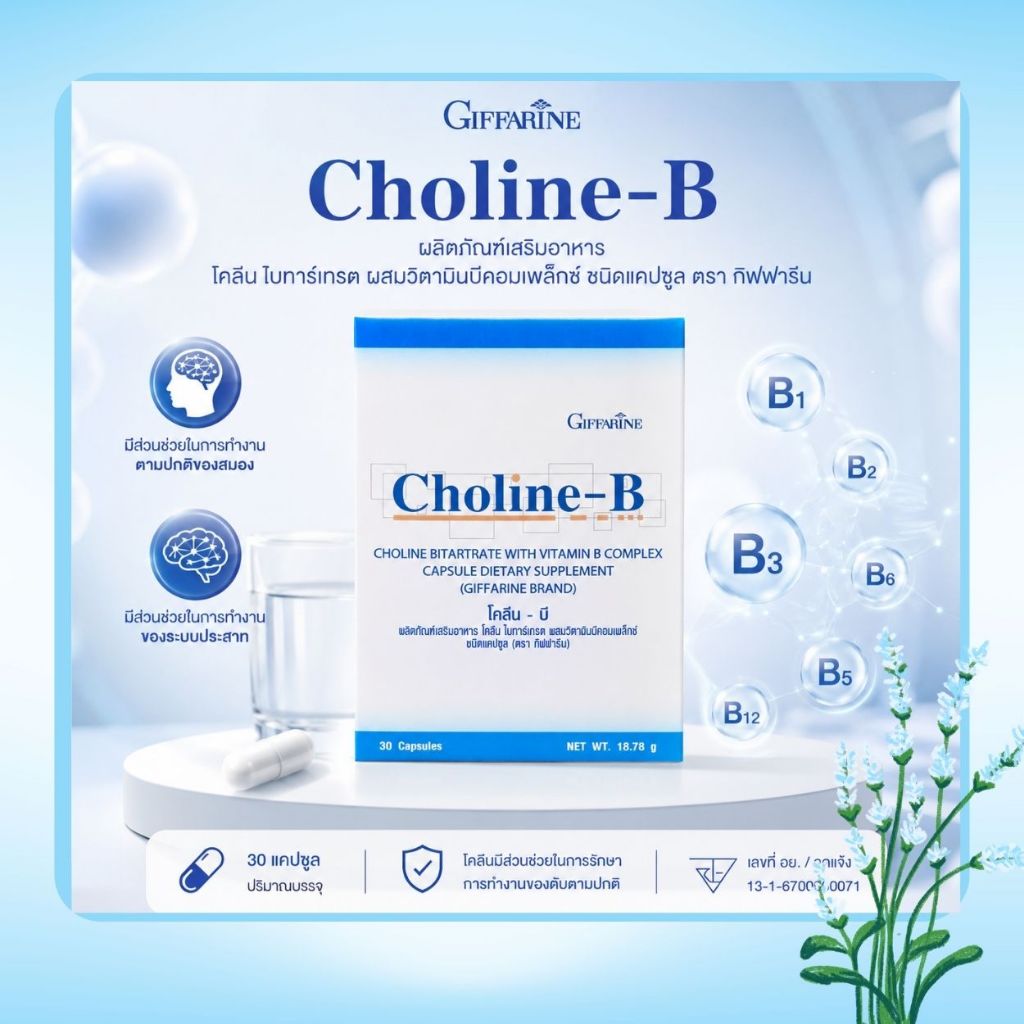 [ส่งฟรี] โคลีนบีกิฟฟารีน โคลีนบี โคลีนผสม วิตามินบี วิตามินบีรวม Choline - B GIFFARINE