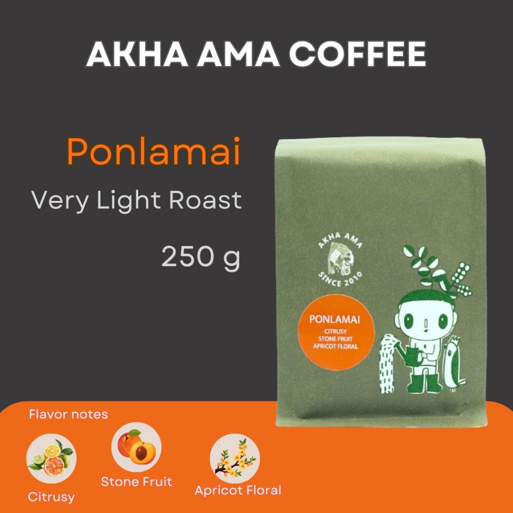 AKHA AMA COFFEE กาแฟ อาข่า อ่ามา : PONLAMAI เมล็ดกาแฟคั่ว อาข่า อาม่า (คั่วอ่อนมาก 250g)