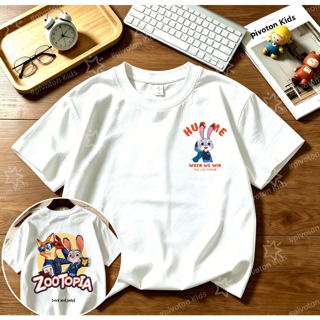 เสื้อยืดแขนสั้นสำหรับเด็กสไตล์เทรนด์รุ่นใหม่ปี 2026 ลาย Zootopia ไซส์ 90-150 เหมาะสำหรับเด็กชายหญิงอายุ 3-14 ปี