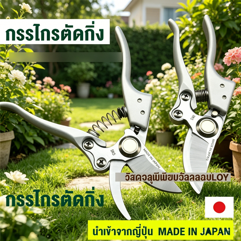Pruning shears กรรไกรตัดกิ่งใบมีดSK5 มีลูกรอกเหล็ก ประหยัดแรงตัดแต่งสวนผลไม้