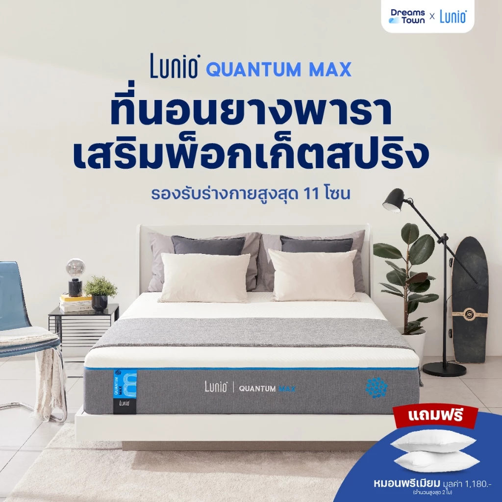 ที่นอนยางพารา Lunio รุ่น Quantum Max ระบบพ็อกเก็ตสปริง