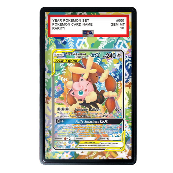 PSA Extended Art Mega Lopunny & Jigglypuff GX #226 Pokemon Cosmic Eclipse / #104 Pokemon Japanese Alter Genesis