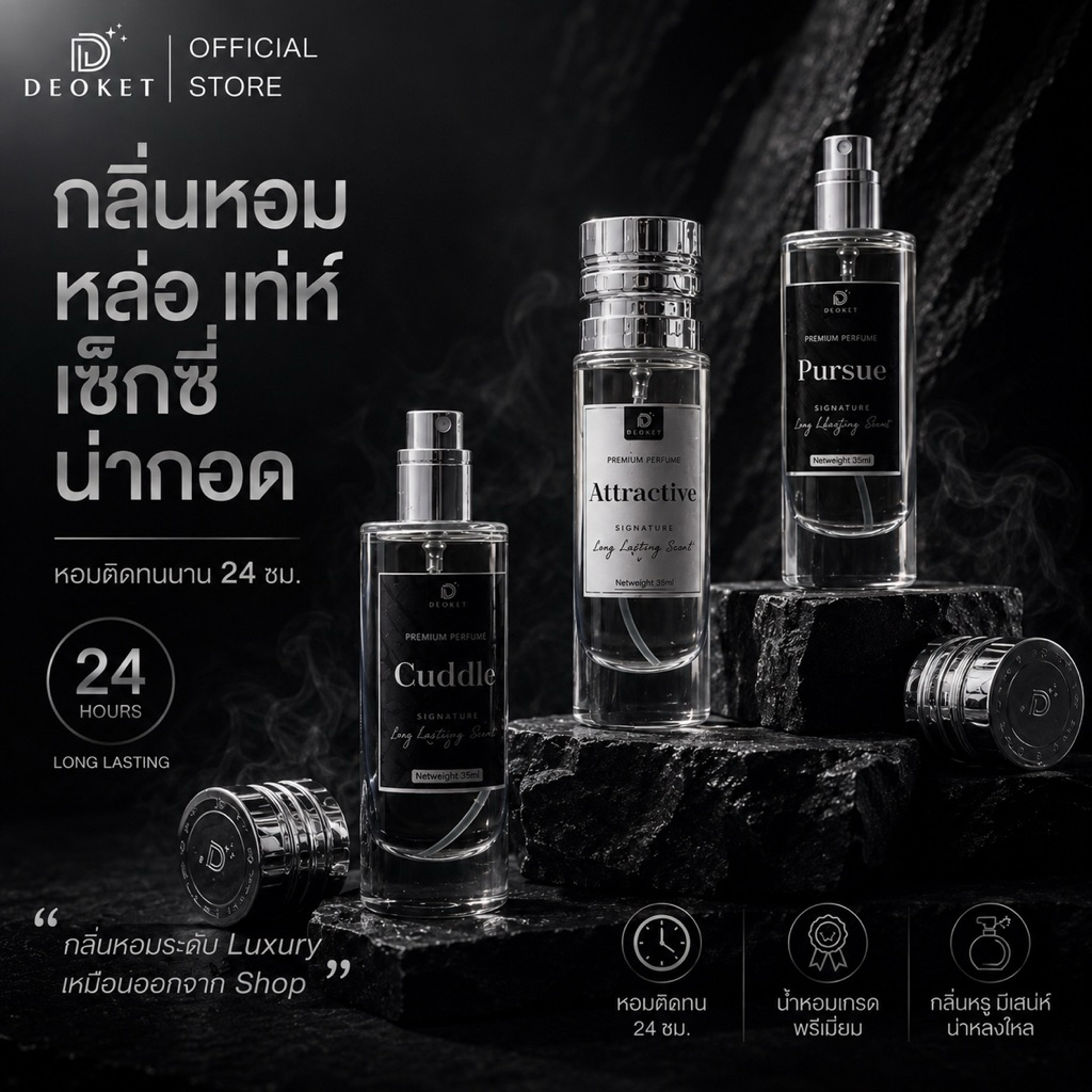 น้ำหอมผู้ชาย𝑷𝒓𝒆𝒎𝒊𝒖𝒎 3กลิ่น3สไตล์ หล่อ เท่ห์ เซ็กซี่ น่ากอด แบรนด์Deoket หอมติดทน24ชม.