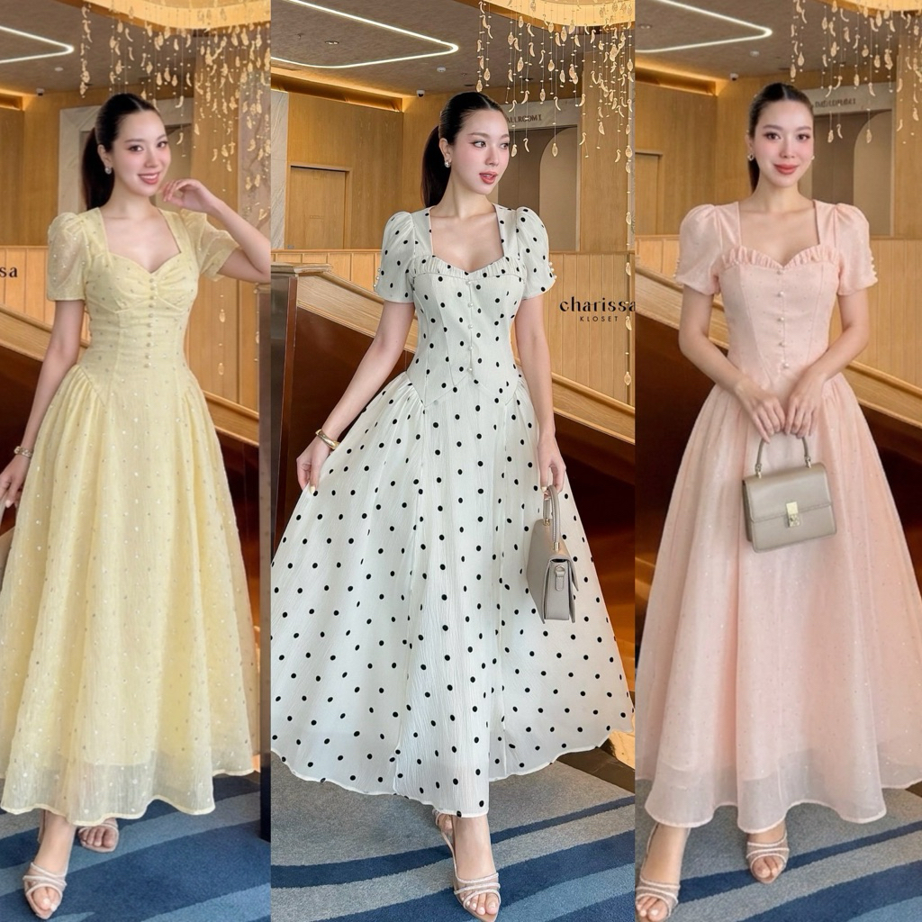 Maxi Dress Poka dot ความสง่างามที่สะกดทุกสายตา Code 27200
