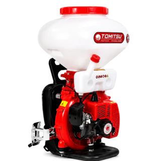 เครื่องหว่านข้าว TOMITSU เครื่องพ่นปุ๋ย พ่นไกล 16 เมตร คอสแตนเลส 3 นิ้ว เครื่องหว่านเมล็ดพันธุ์ 26Lลิ้นสแตนเลน