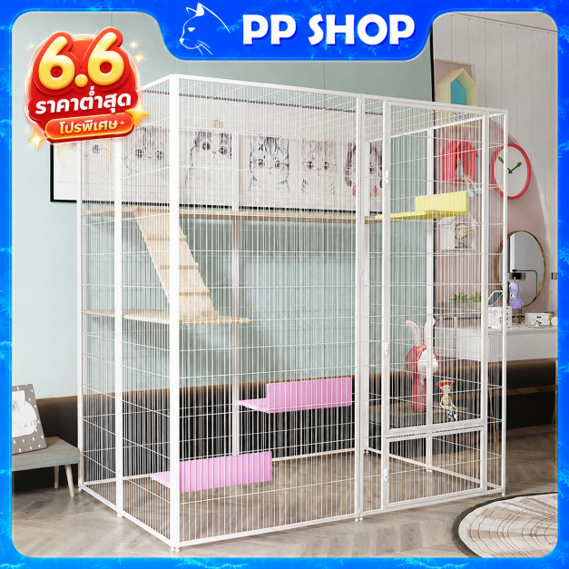 กรงแมว Cat Cage กรงแมวแบบใหญ่ๆ บ้านแมวแบบใหญ่ พื้นที่ว่างขนาดใหญ่ ป้องกันไม่ให้สัตว์เลี้ยงหลบหนี กรงแมว