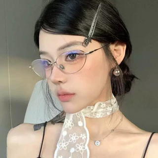 💫พร้อมส่งจากไทย💫CC-09แว่นกรองแสงทรงแคทอายกรอบเงิน แว่นตากรองแสงสีฟ้าทรงฮิต