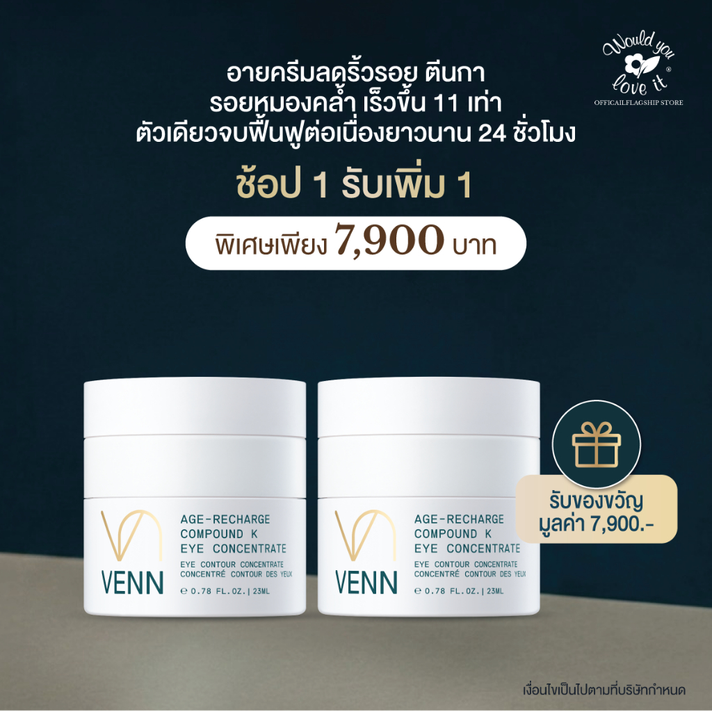 VENN เวนน์ AGE-RECHARGE COMPOUND K EYE CONCENTRATE 23 ML (1แถม1) อายครีมลดปัญหาริ้วรอยความหมองคล้ำ
