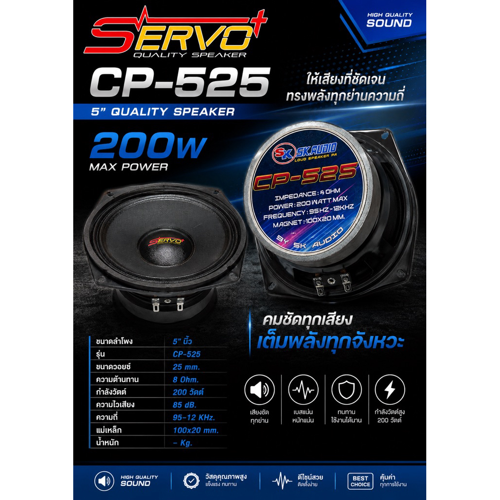 ลำโพงกลาง 5“ รุ่น CP-525 ราคาต่อดอก