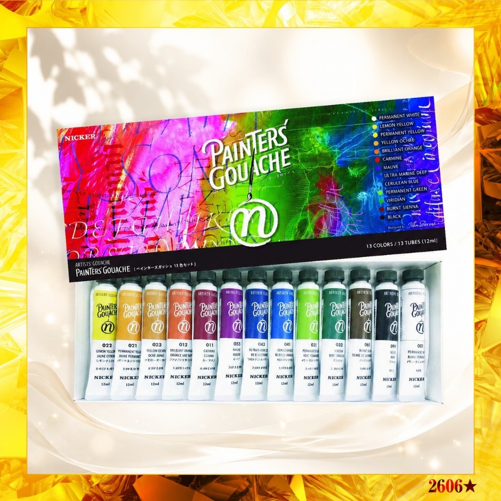 [Nicker Colour] PTG13 Painters Gouache Paint Set 13 Colors 12ml Opaque Watercolor
