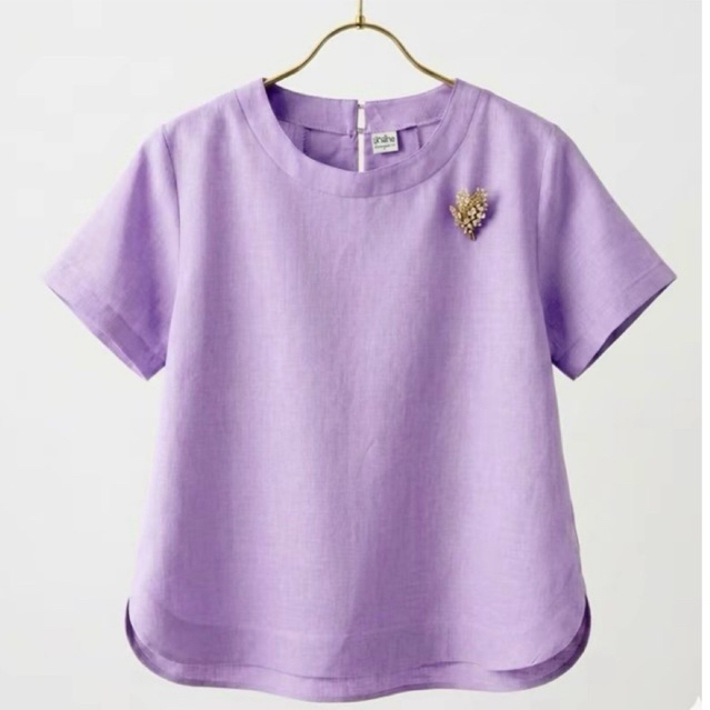 เสื้อลินินแท้100 แขนสั้นเจาะกระดุมหลังเก๋ๆ 1 เม็ด  ผ้าสวย สีสันสดใส