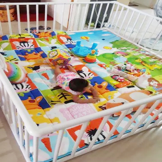 คอกกั้นเด็ก5x5ฟุต #150x150cm.แถมฟรีจุกยางยึดพื้นกันเลื่อน ✅ (เลือกขนาด - แบบ/สูงก่อนสั่งซื้อ)