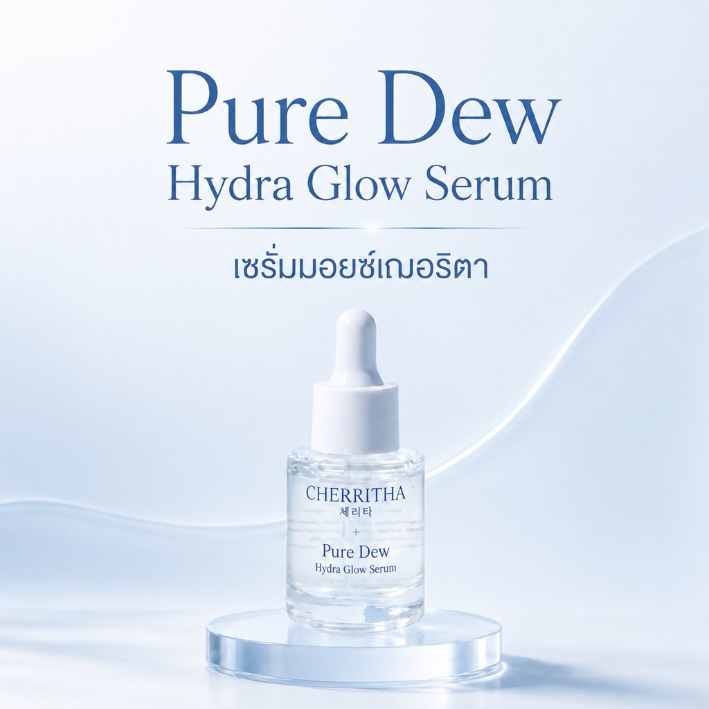 Cherritha เซรั่มมอยเจอร์ไรเซอร์ Pure Dew Hydra Glow Serum 20 กรัม ช่วยเติมความชุ่มชื่น ผิวสว่างกระจ่างใส