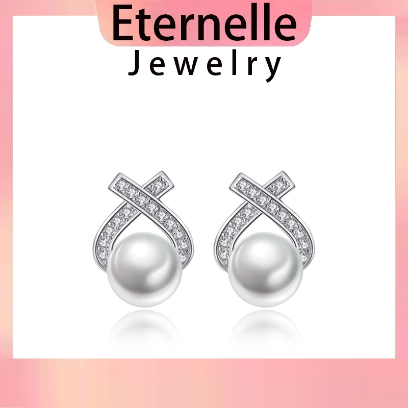 Eternelle ต่างหูมุกแท้ S925 เงินแท้ ไม่แพ้ เงาสวย ดีไซน์เกาหลี หรูหรา ดูแพง เป๊ะปัง ผิวแพ้ง่าย
