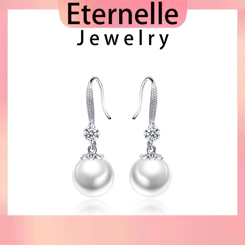 Eternelle✨ ต่างหูมุกแท้ S925 เกรดพรีเมียม ไม่แพ้ เงาสวย ดีไซน์เกาหลี หรูหรา เป๊ะปัง ใส่ได้ทุกวัน