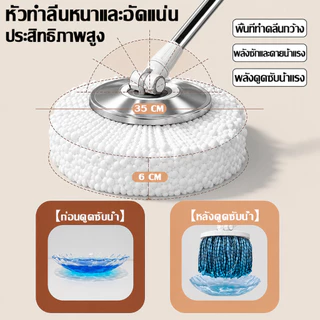 ชุดถังปั่นม๊อบ ม็อบถูพื้น ชุดถังปั่นม๊อบสแตนเลส ไม้ถู ปรับระดับได้ เพิ่มความหนาและทนทานขึ้น ไดรฟ์คู่ประหยัดแรงงานSpinMop