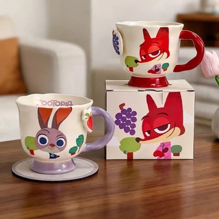 【ของแท้】ซูโตรเปีย Zootopia แก้วเซรามิก 380ml 🦊🐰 จูดี้/นิค ลายน่ารัก พร้อมกล่องสวย ใช้เองหรือให้เป็นของขวัญ ของขวัญสำหรับ