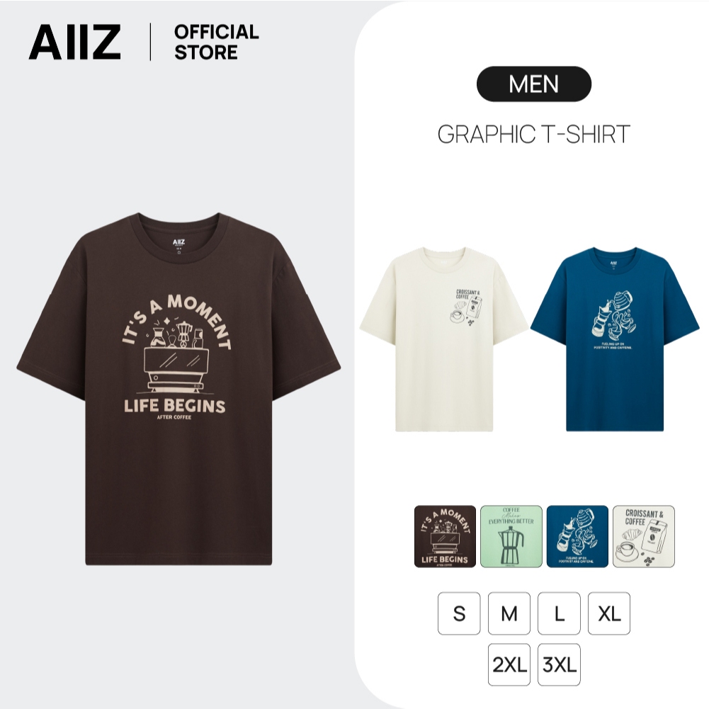 AIIZ (เอ ทู แซด) - AIIZ เสื้อยืดคอกลมผู้ชาย ลายกราฟิก AIIZ Men's Graphic T-Shirt
