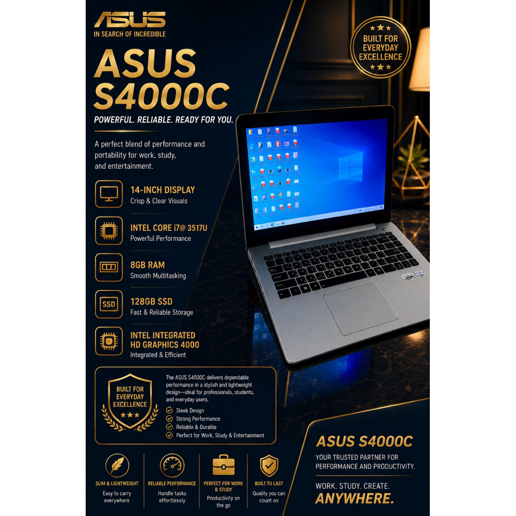 โน้ตบุ๊ก Asus บางเฉียบ✔️Core i7✔️RAM 8GB✔️SSD✔️ทำงานออนไลน์✔️มัลติทาสก์✔️YouTube✔️Play Game✔️Work fr