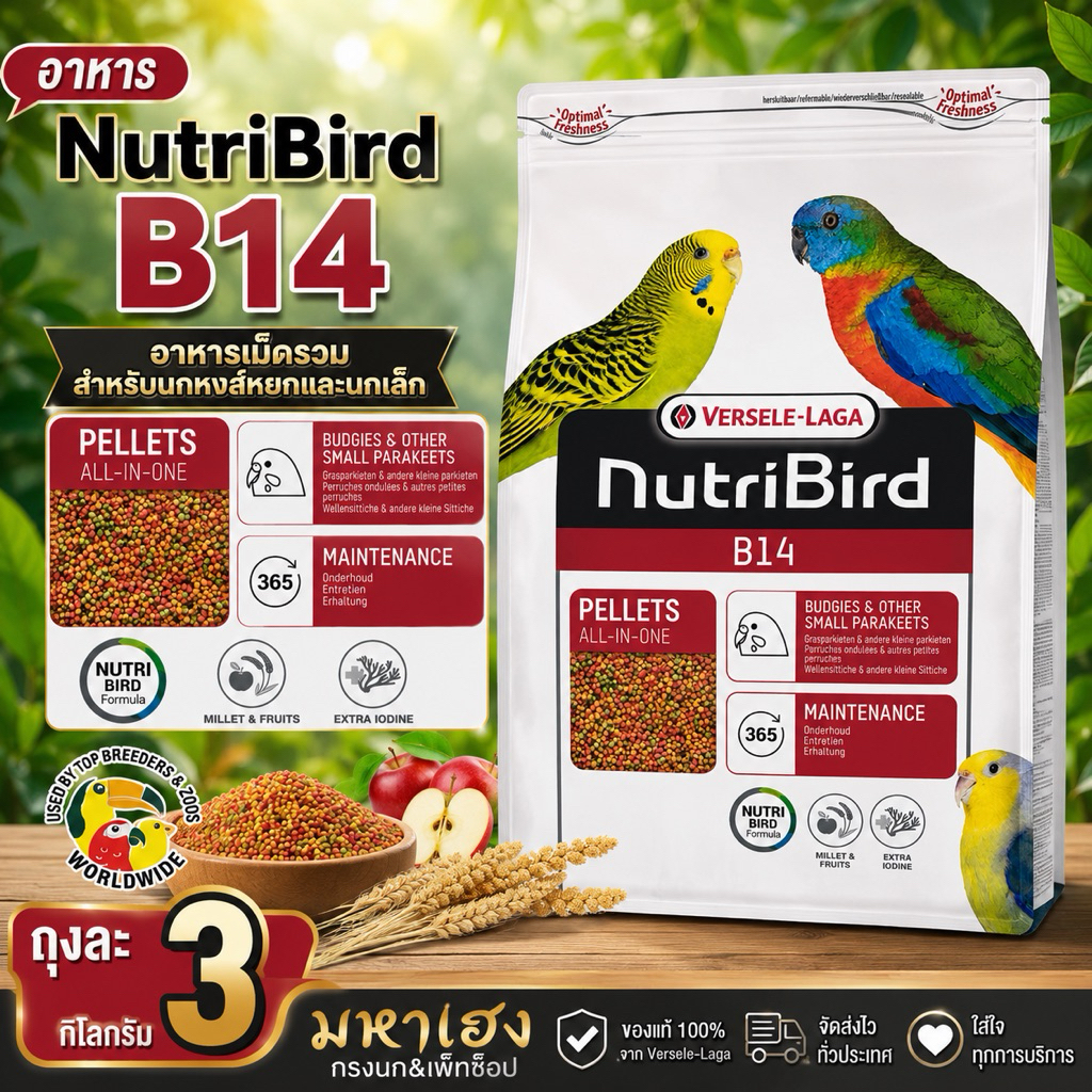 อาหารนก NutriBird B14 (ถุงละ 3 กก.) ถุงบริษัท