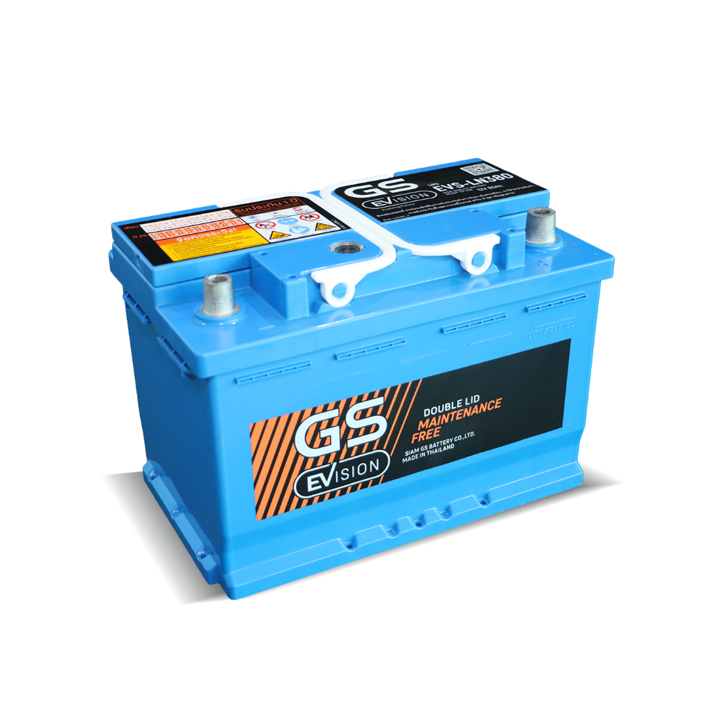 GS EVS LN380 EFB LN3 แบตรถยนต์ ขั้วจม แบบกึ่งแห้ง พร้อมใช้ 12V 80Ah