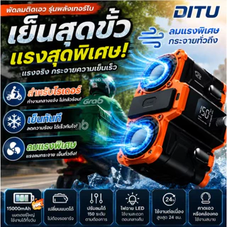 【จัดส่งทันที 2026】พัดลมคาดเอวพกพา 15000mAh แบตอึด ลมแรงปรับได้ หน้าจอLED ชาร์จType-C ใช้งานไร้มือ เย็นฉ่ำสำหรับกลางแจ้ง