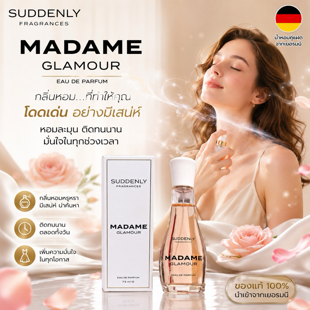 ของแท้!!! น้ำหอม Suddenly Madame Glamour EDP 75 ml. น้ำหอมคู่แฝดจากเยอรมัน