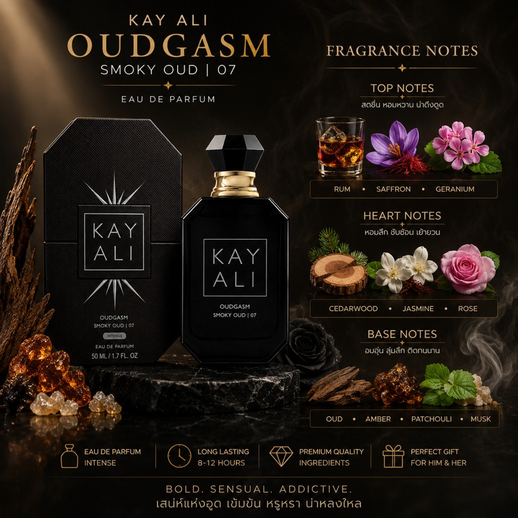 KAYALI Oudgasm Smoky Oud | 07 EDP 50ml น้ำหอมยูนิเซ็กซ์ กลิ่น Oud Smoky Luxury Long Lasting Perfume
