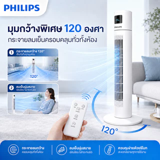 พัดลมทาวเวอร์ Smart Tower Fan ลม 3 ระดับ จอ LED บอกอุณหภูมิอัจฉริยะ เย็นต่อเนื่อง ไอเทมที่ต้องมีหน้าร้อน