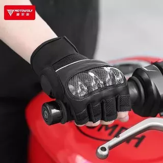 MOTOWOLF MDL 0327 Half Finger Racing Glove ถุงมือผ้าแบบครึ่งนิ้ว พร้อมการ์ดคาร์บอนเคฟล่า สำหรับขี่มอเตอร์ไซค์ จักรยาน