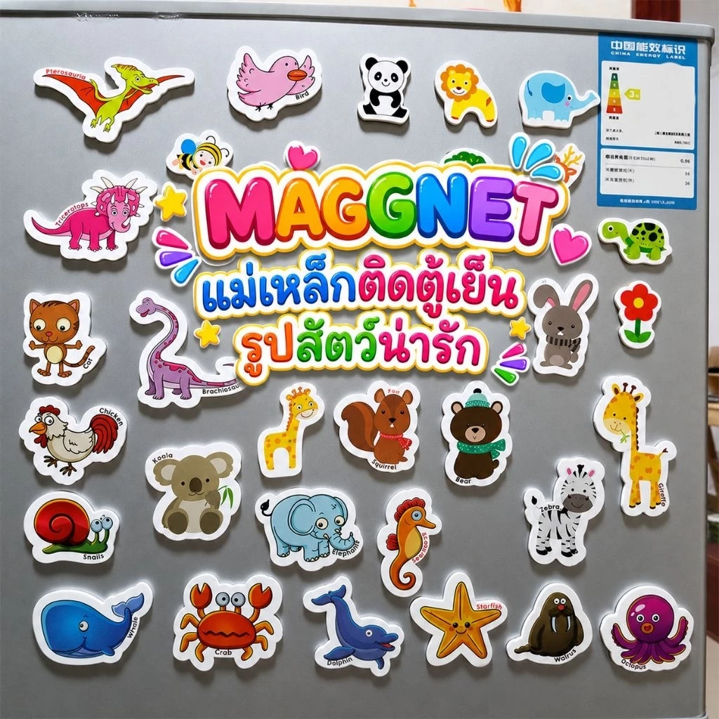24ชิ้น MAGNET รูปสัตว์น้ำ/สัตว์บก ติดตู้เย็น/บอร์ดแม่เหล็ก