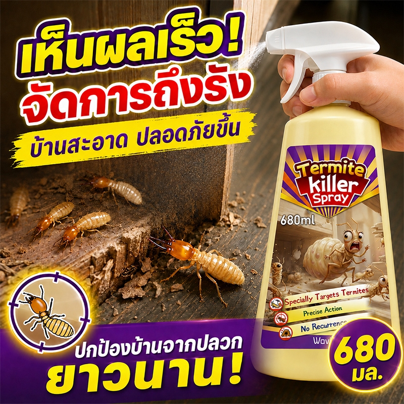 กำจัดปลวกแรง680ml ยาฉีดปลวก ยาฆ่าปลวก ยากำจัดปลวก กำจัดได้ถึงรัง ซึมลึกในเนื้อไม้ ไม่ทำลายพื้นผิว
